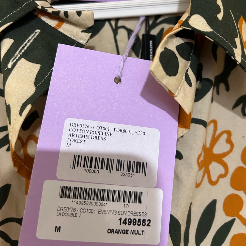 NWT LA DoubleJ Artemis Dress in Forest Orange, green, tan, sleeve maxi - Picture 4 of 6